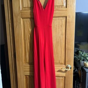 Express Red Sleeveless V-neck Gown for Cocktail Night Out